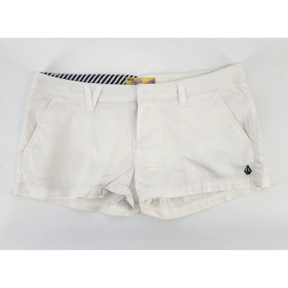 Volcom White Chino Shorts Size 5 Waist 27 Cotton Blend Casual Summer Skate